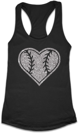 Silver Glitter Baseball Heart Shirts, Hoodies, Tank - Shirt (468x480), Png Download