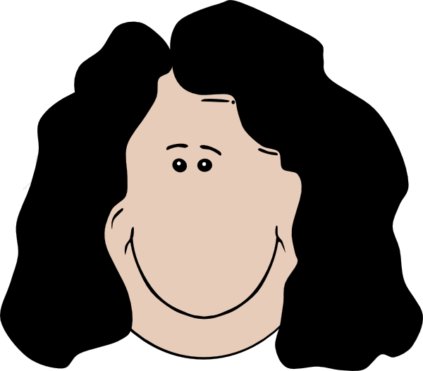 Face Cartoon Black Hair (600x526), Png Download