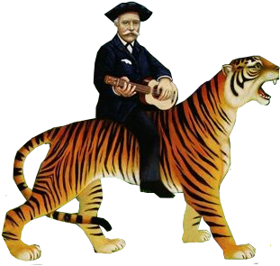 Man On Tiger Cutout Art Painting Naif Png - Henri Rousseau's Dream, 1997 (oil &amp; (400x320), Png Download