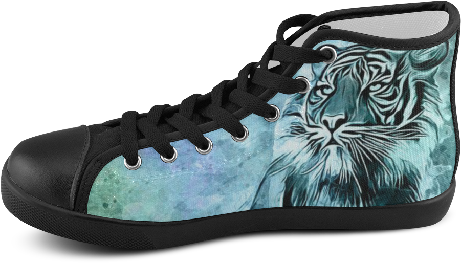 Watercolor Tiger Women's High Top Canvas Shoes - Shoe (1000x1000), Png Download