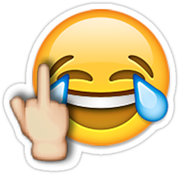 Middle Finger Laughing Emoji" Stickers By Nsty - Laughing Emoji With Middle Finger (375x360), Png Download