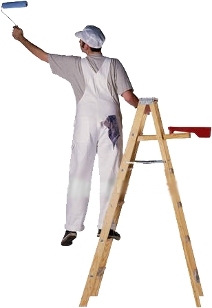 Born From A Passion For Painting That Started In The - Man Painting On Ladder (313x454), Png Download