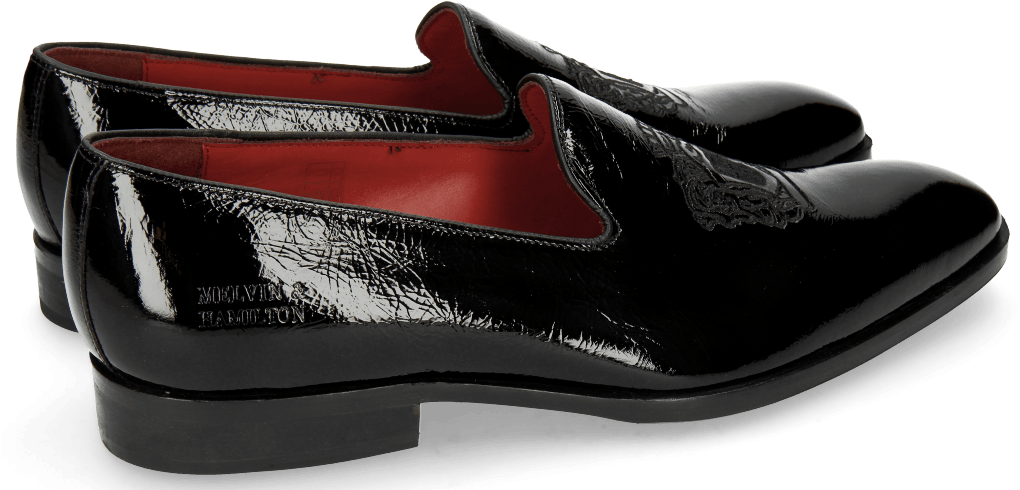 Loafers Prince 2 Patent Soft Black Embrodery Crown - Slip-on Shoe (1024x1024), Png Download