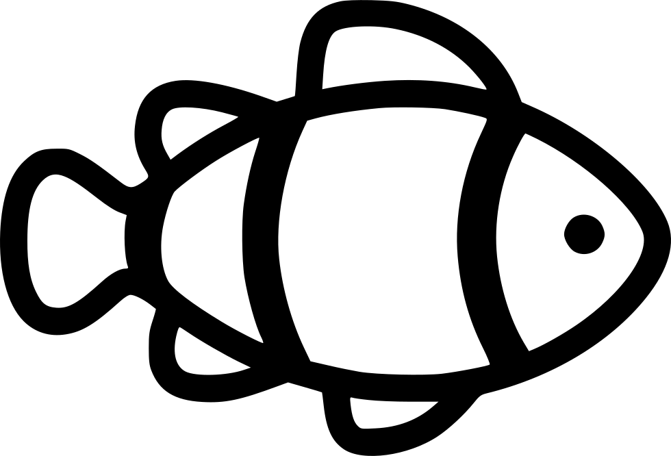 Clown Fish - - Outline Of Clown Fish (980x666), Png Download