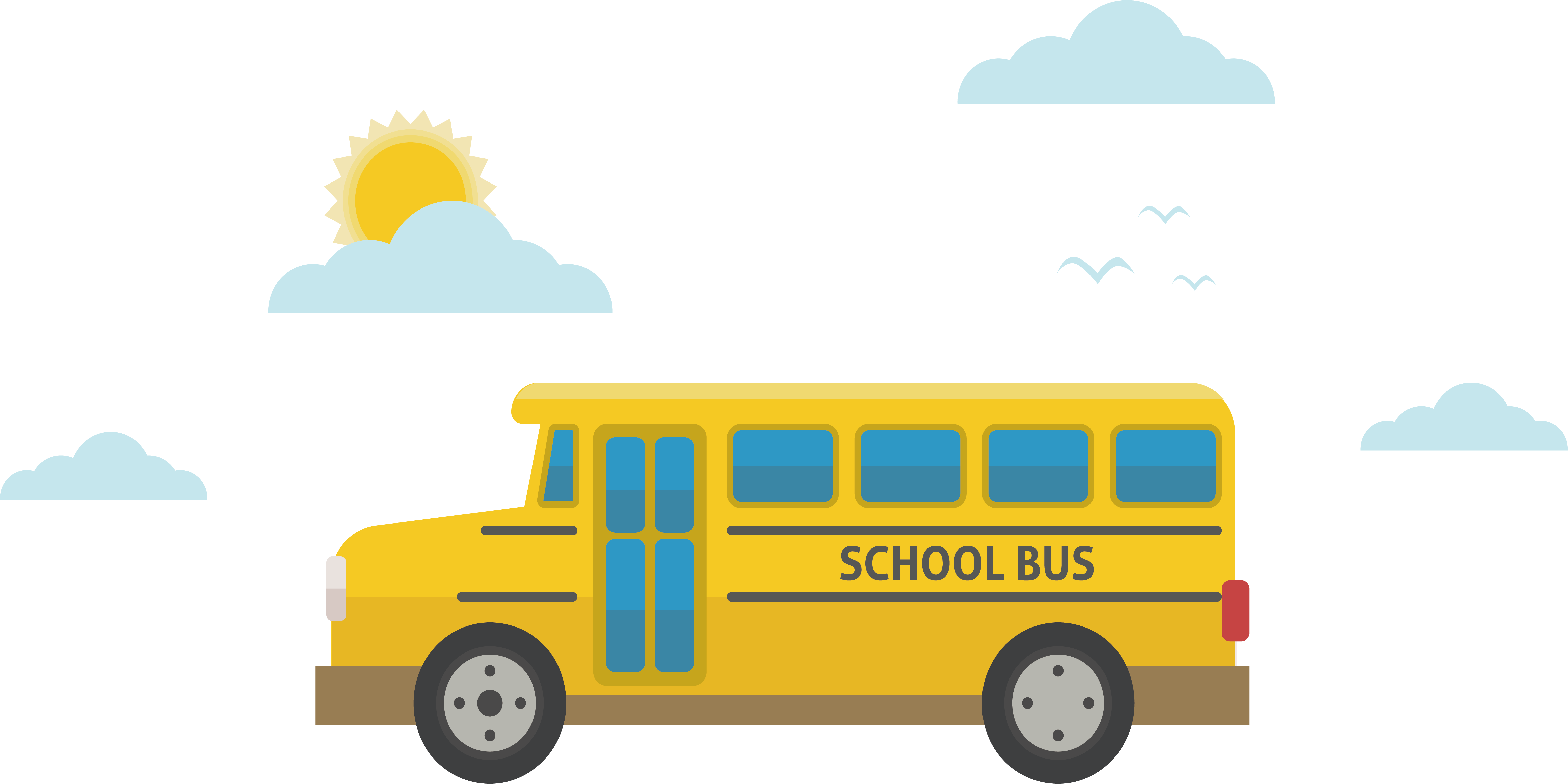 Icon Sunny Transprent Free - School Bus (6213x3106), Png Download