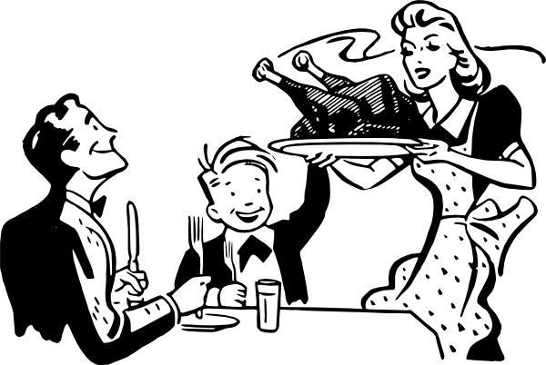 Retro Thanksgiving Clip Art (600x402), Png Download