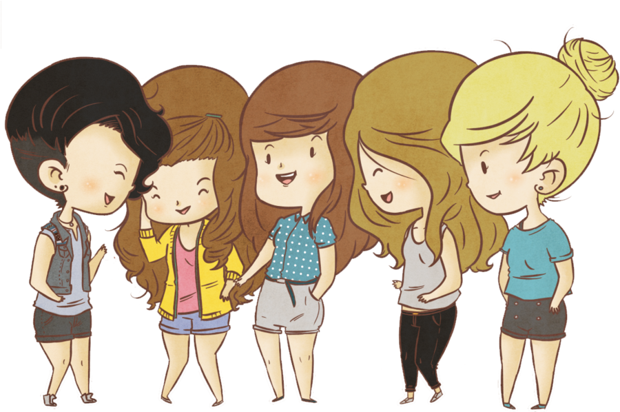 Realistic Drawings, Cartoon Drawings, One Direction - One Direction Cartoon Girls (900x609), Png Download