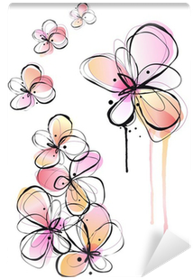 Abstract Ink And Watercolor Flowers, Vector Background - Dessin Abstrait De Fleur (400x400), Png Download