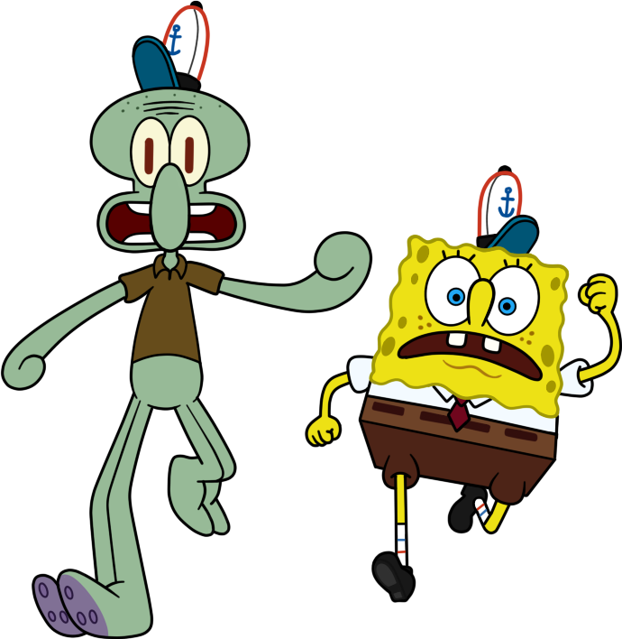 Momo Holk Plantilla Calamardo Bobesponja - Bob Esponja Y Calamardo Corriendo (690x708), Png Download