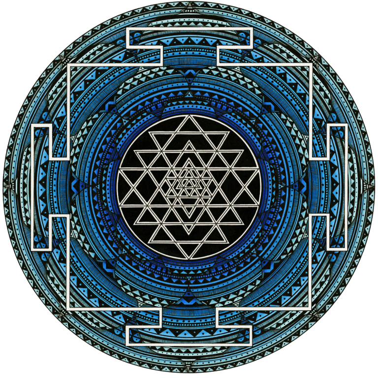 Mandala For Peace And Punk - Sri Yantra Necklace, Sacred Geometry, Mandala, Spiritual, (768x768), Png Download