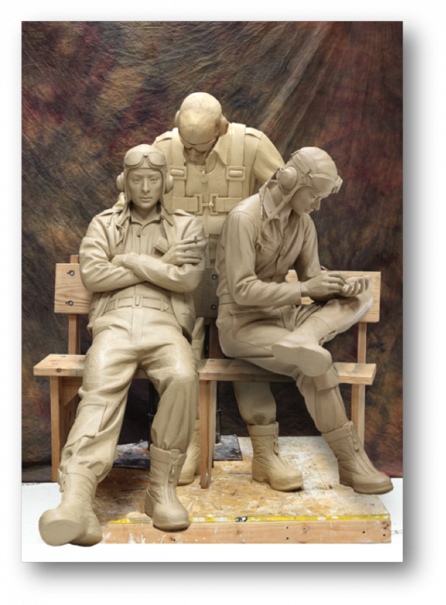 World War Ii Pilot Sculpts Lifesize Monument To Recognize - Statue (640x869), Png Download