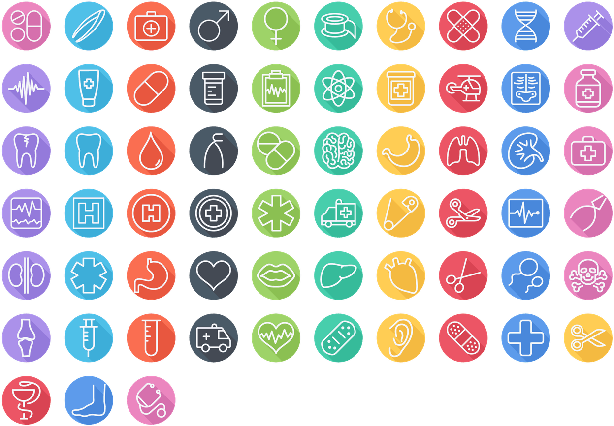 63 Medical, Medicine And Anatomy Flat Line Icons - Natural Warm Colors (1370x913), Png Download