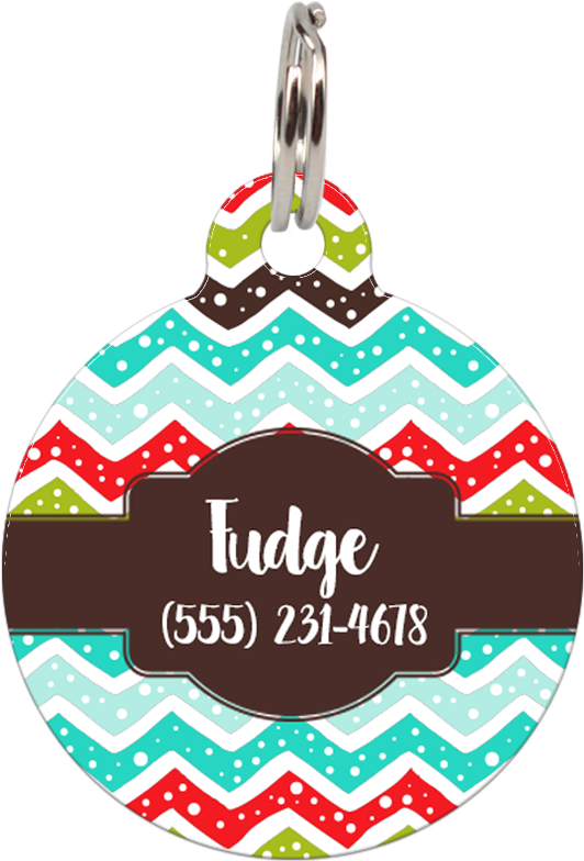 Brown Christmas Chevron Personalized Dog Id Tag For - Dog (803x802), Png Download