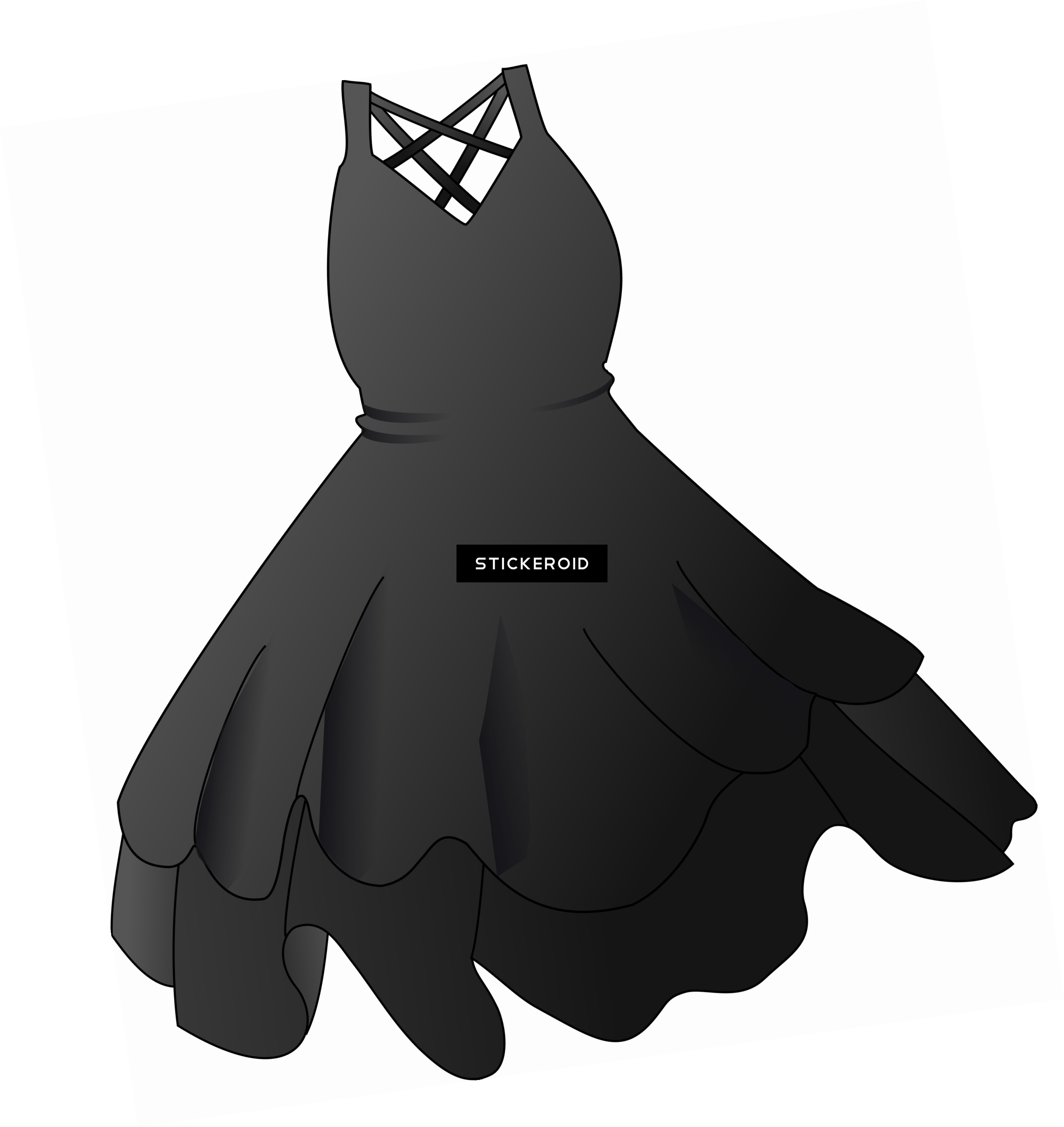 Cat With Tears Of Joy Emoji - Black Dress Clip Art (2536x2686), Png Download