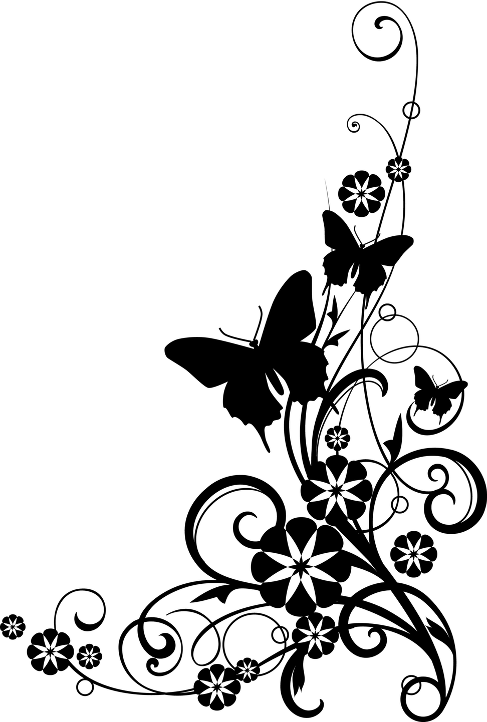 Page Border Designs Flowers Black And White - Flowers Clip Art Black And White Border (972x1442), Png Download