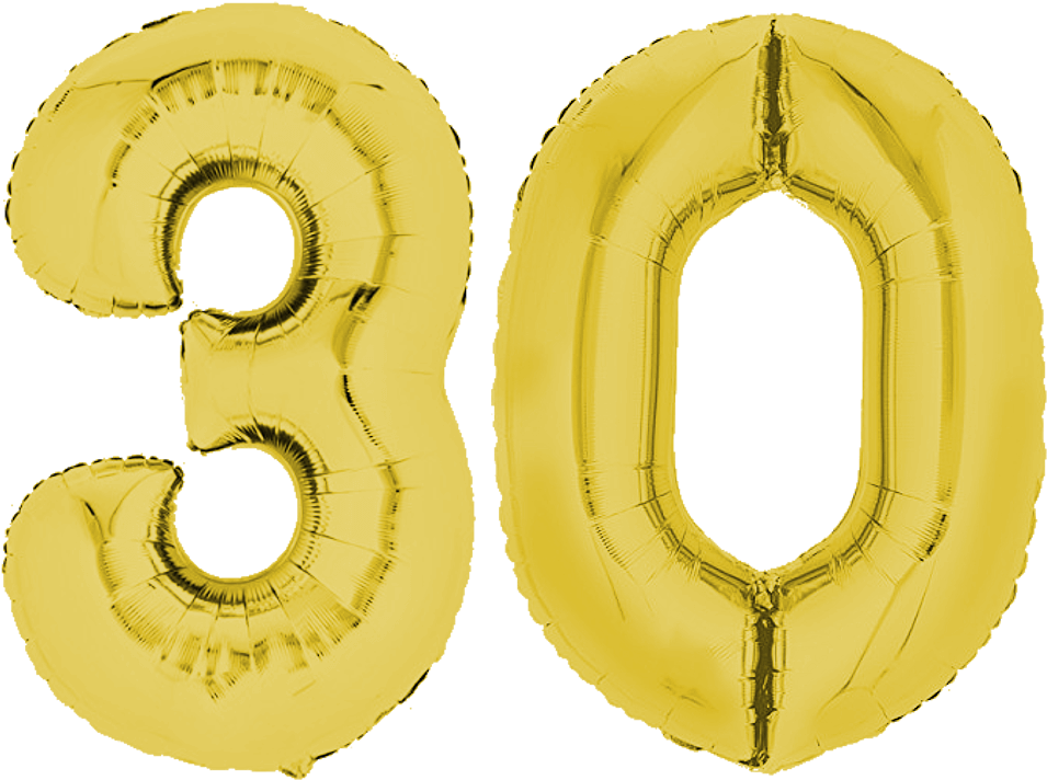 Foil Balloon 80cm Gold Lettering - Gold Number 3 Balloon - 16" Foil (each) (1000x1000), Png Download