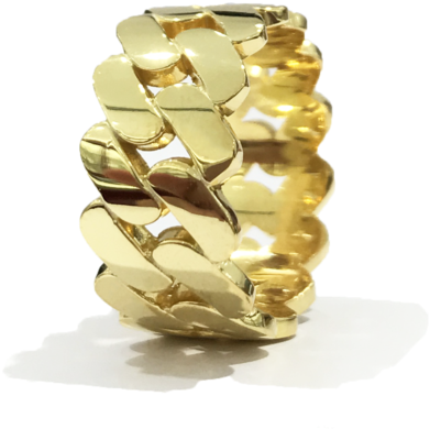 Gold Baby Cuban Link Ring - 14k Yellow Gold 2.48ct Diamond Cuban Link Ring (700x819), Png Download