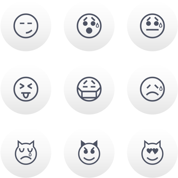 Classic Emoticons Icon In Style Flat Circle Blue Gray - Emoji Domain (660x660), Png Download