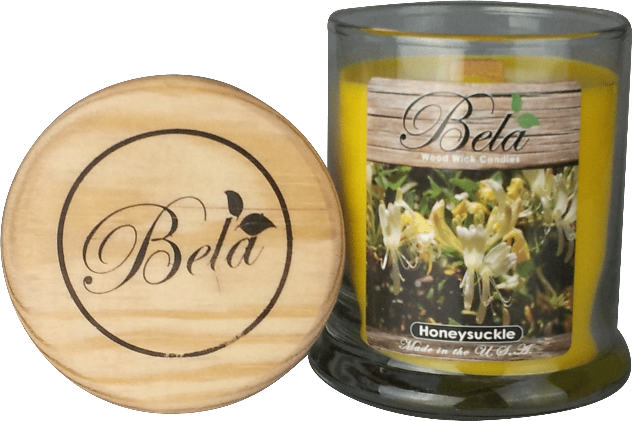 Honeysuckle Wood Wick Candle 9 Oz - Bela Bwm-15 Honeysuckle Wax Melts / Tarts / Cubes - (2425x1621), Png Download