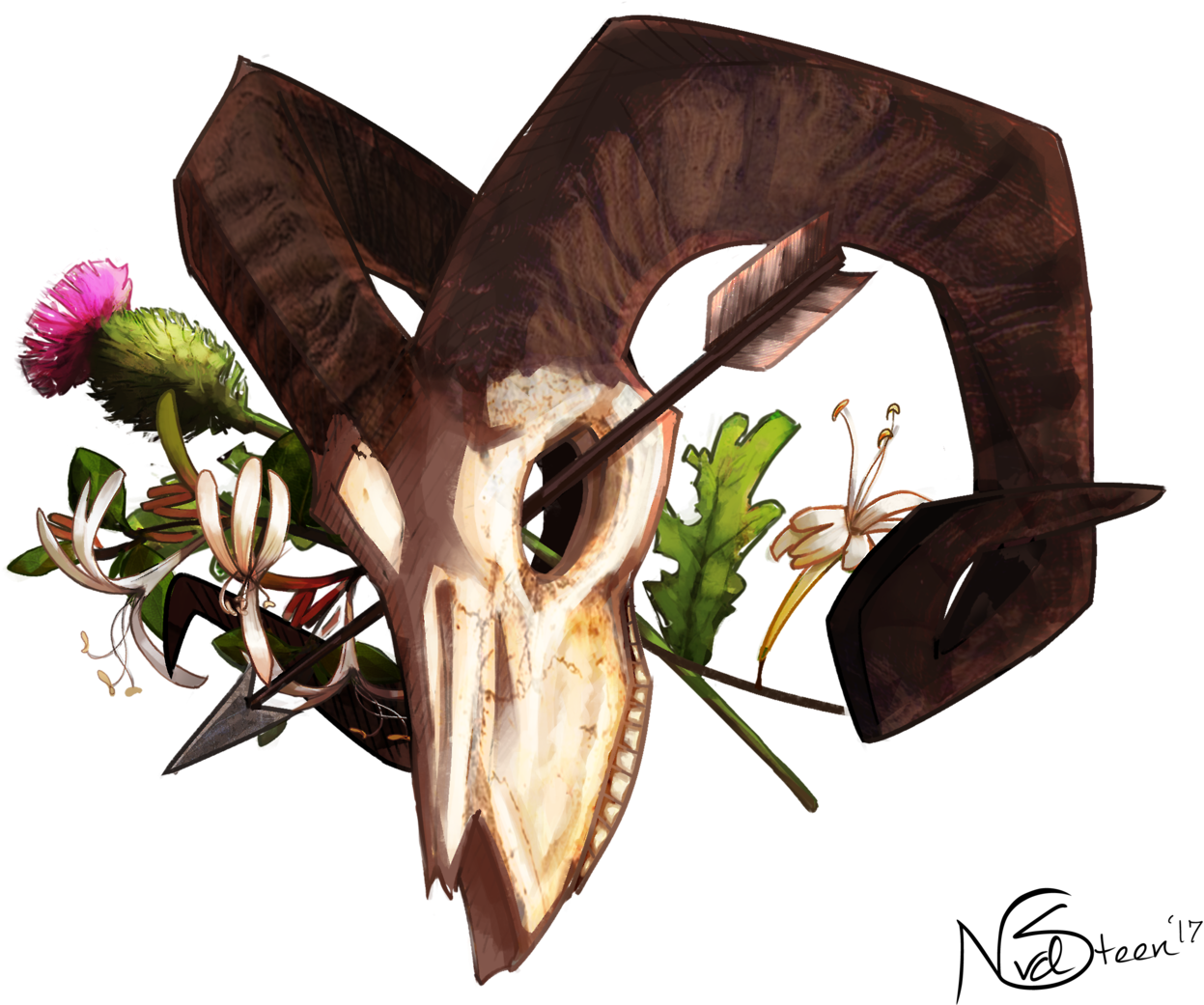 “thistle And Honeysuckle, The Birthflowers Of The Aries - Thistle & Honeysuckle Flowers (1280x1046), Png Download