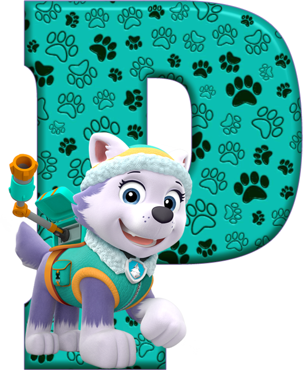 *✿**✿*p*✿**✿*de Alfabeto Decorativo - Paw Patrol Letter P (603x736), Png Download