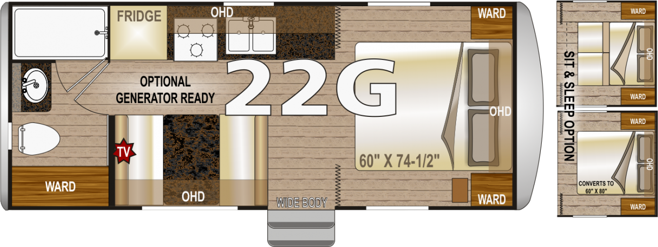 Arctic Fox 22g Travel Trailer Floor Plan - Floor Plan (1280x482), Png Download