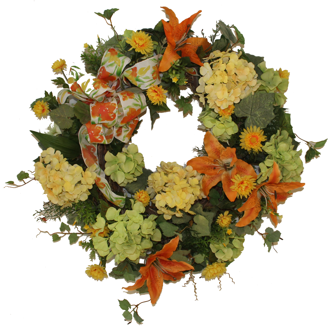 Orange And Yellow Summer Wreath/ver66 - Flower (1050x1110), Png Download