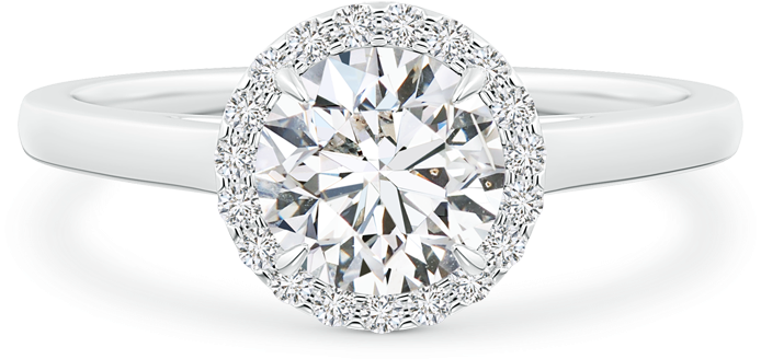 Cathedral Round Lab Grown Diamond Halo Ring With Claw-setting - Classic Diamond Halo Engagement Ring (900x900), Png Download
