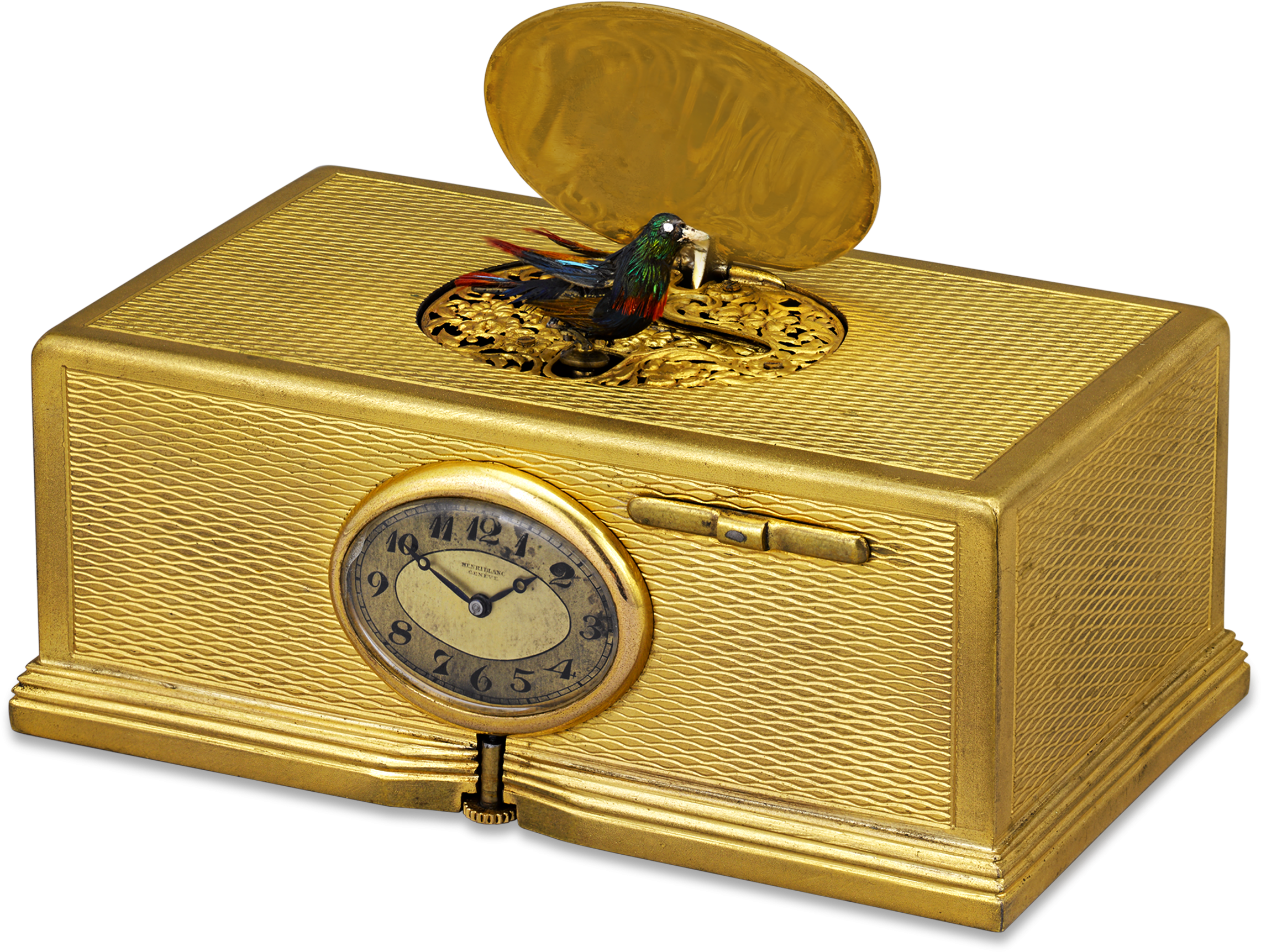 Gold-plated Singing Bird Box And Clock - Singing Bird Box (2500x2000), Png Download
