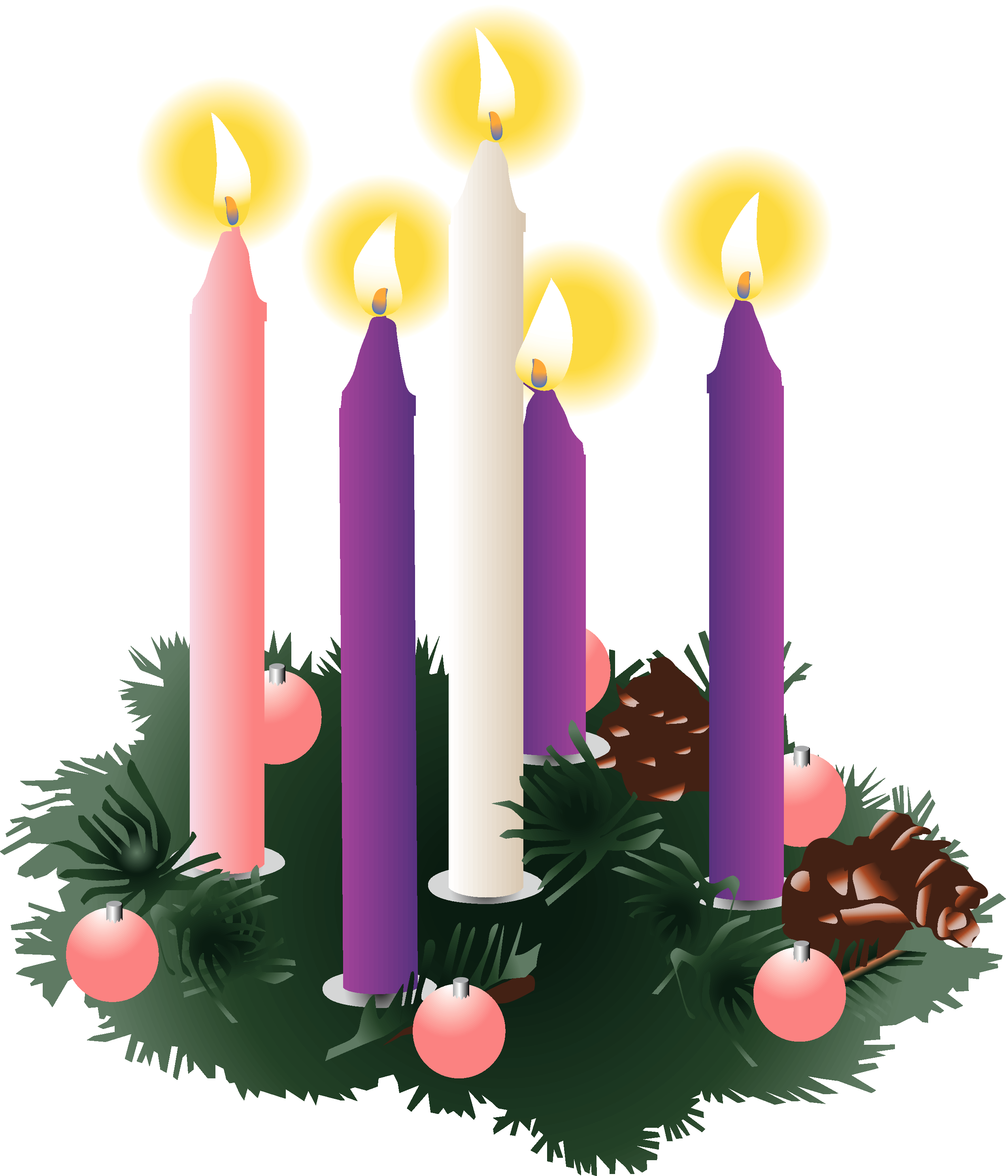 Nature - Advent Candles One Lit (2550x2975), Png Download