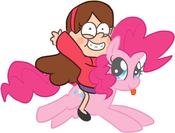 Artist Needed, Crossover, Gravity Falls, Humans Riding - Mabel E Pinkie Pie Gravity Falls (800x614), Png Download