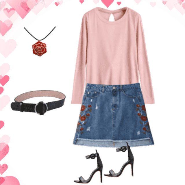 My Outfit Of The Day Denim Skirt , Zaful Heels , Belt - A-line (640x640), Png Download