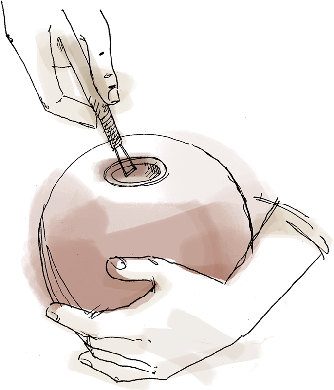 The Artisan Then Hollows Out The Inside Of The Ball, - Sketch (700x800), Png Download