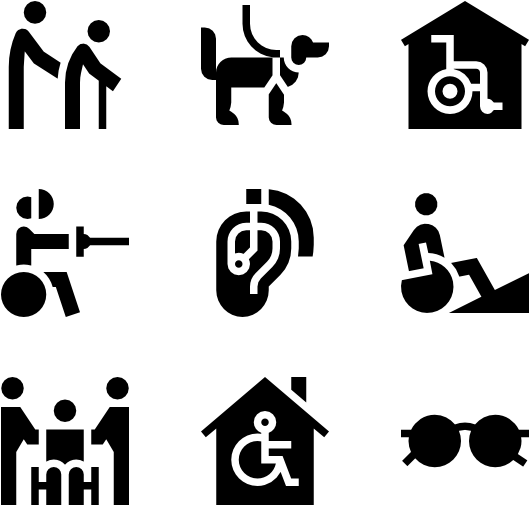 Disabled People Assitance - Icon Of Out Door (600x564), Png Download