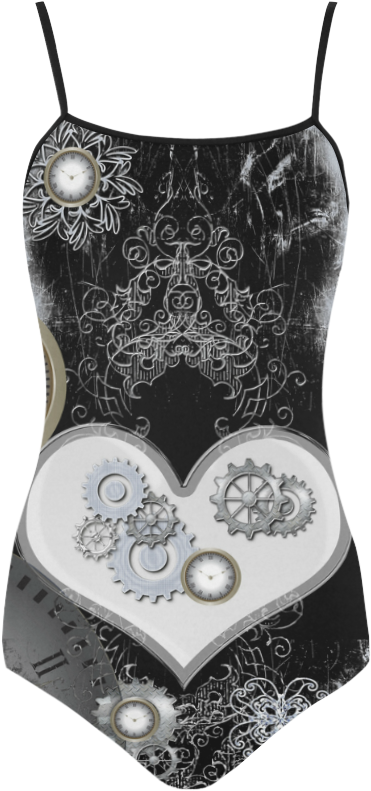 Steampunk, Heart, Clocks And Gears Strap Swimsuit Steampunk - Steampunk, Wonderful Heart Beach Towel (1000x1000), Png Download