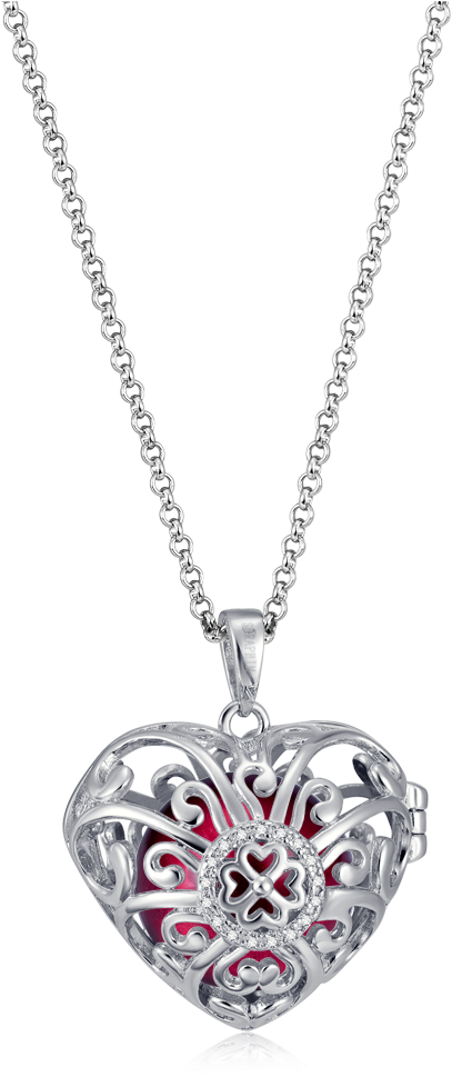 Seraphim Silver Heart Holder With Four Leaf Clover, - Prong Setting Diamond Pendant (1001x1001), Png Download