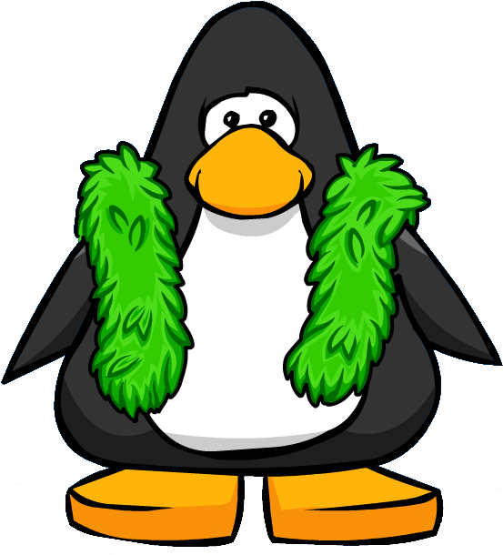 Green Feather Boa From A Player Card - Club Penguin Member (571x618), Png Download