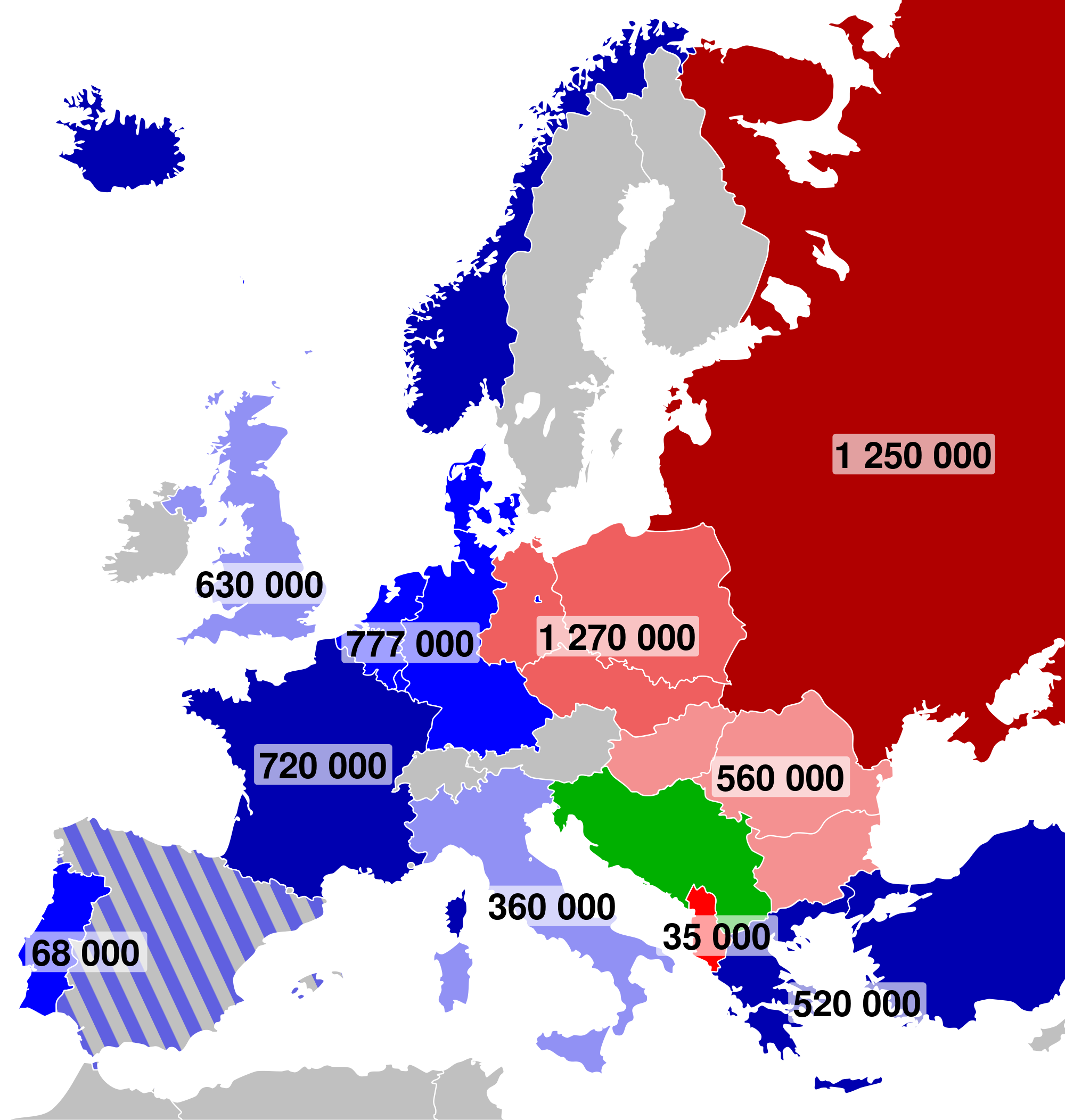 1959 Nato And Wp Troop Strengths In Europe - Nato Vs Warsaw Pact Europe (655x689), Png Download