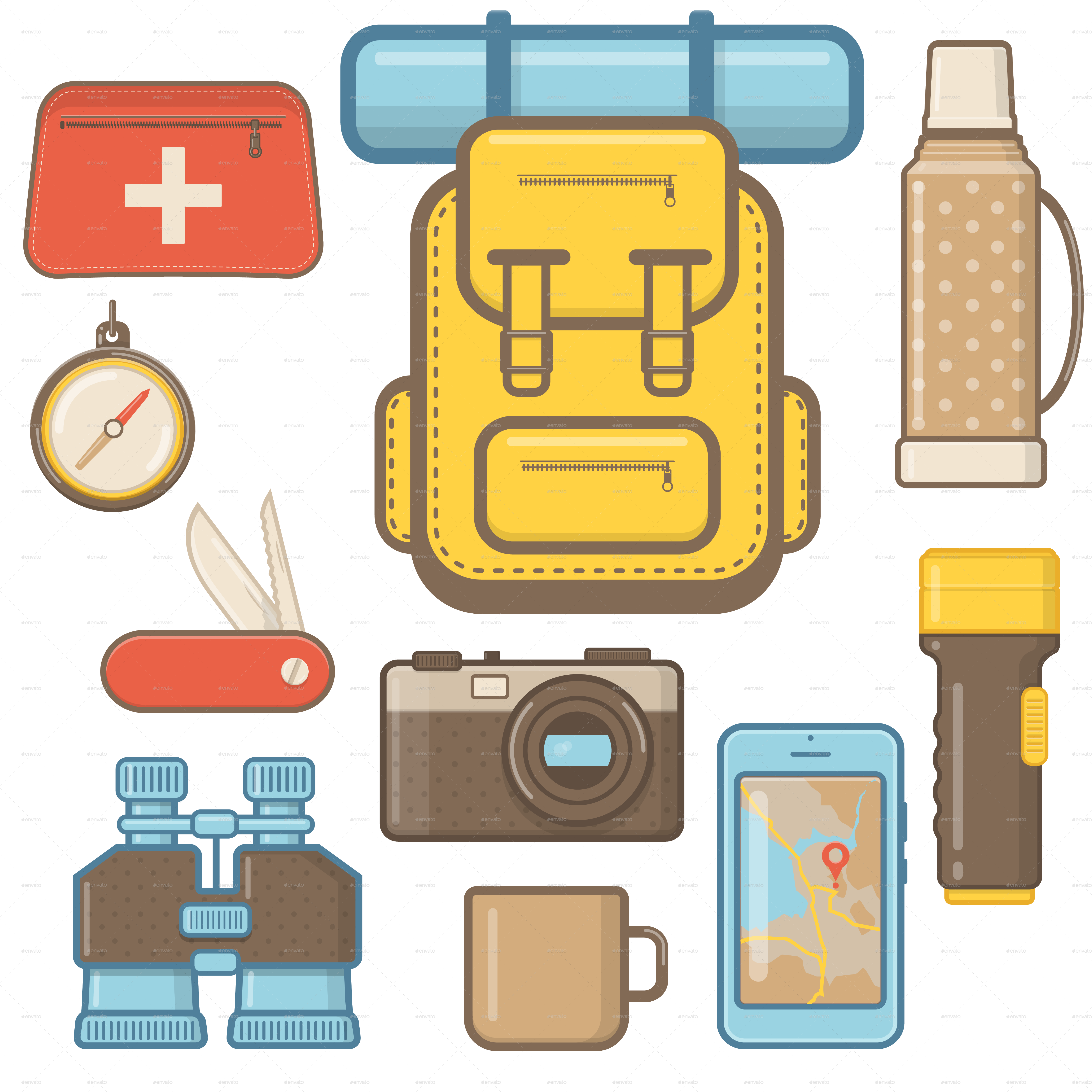 Hiking And Camping Icons Set - Camping Equipment Icon Png (5000x5000), Png Download
