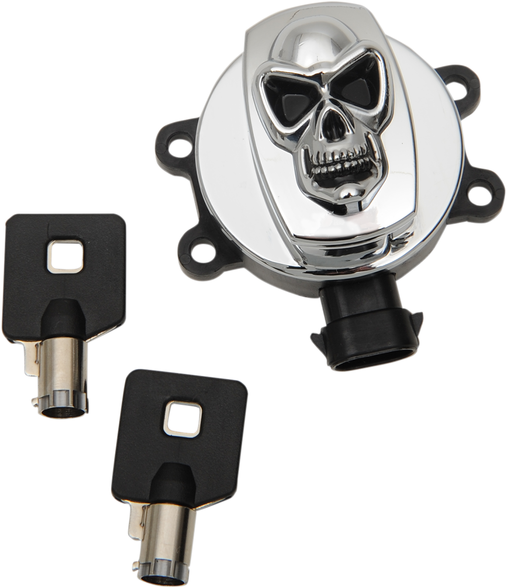 2106-0420 Drag Specialties Skull Ignition Switch Chrome - Harley-davidson (553x640), Png Download