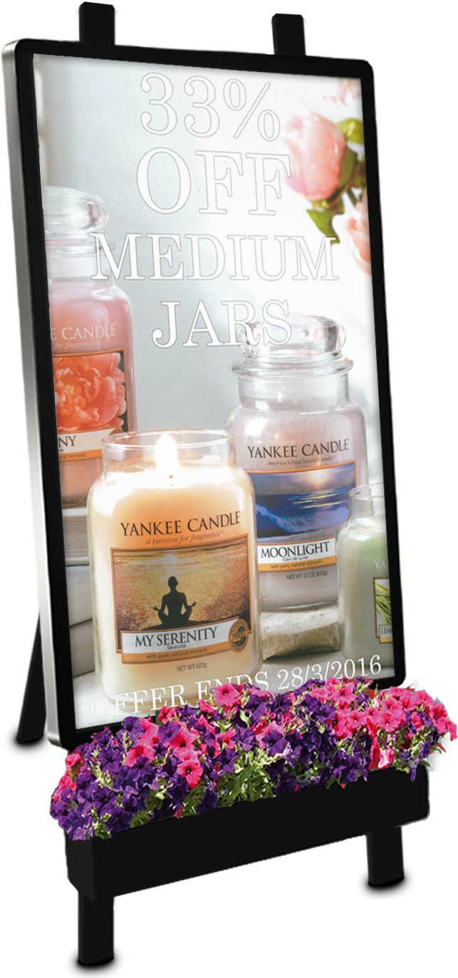 Digital Easel In Portrait With 46 Inch Display - Digital Signage Easel (739x1381), Png Download