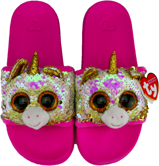 Fantasia The Multicoloured Unicorn Sequin Slides Large - Sandal (650x645), Png Download