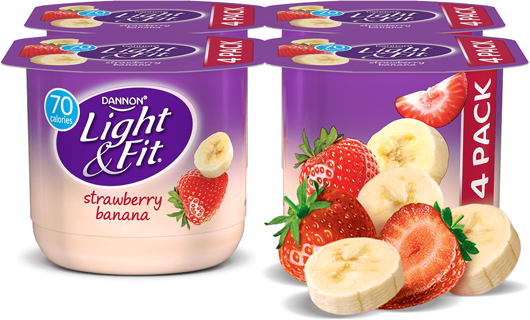 Nonfat Light Strawberry Banana Yogurt From Giant Eagle - Dannon Light & Fit Nonfat Yogurt Strawberry Cheesecake (1140x810), Png Download