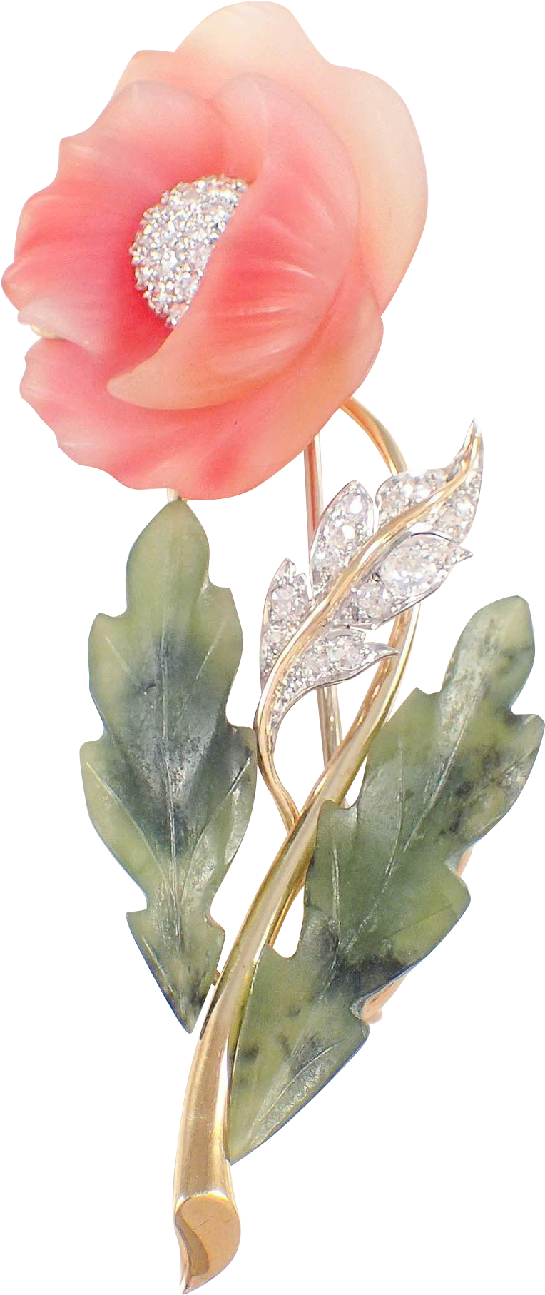 18k Yellow Gold And Platinum Nephrite, Quartz, And - Giant Protea (1813x1813), Png Download