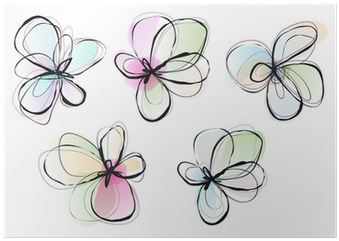 Abstract Watercolor Flowers, Vector Set Poster • Pixers® - Ashley Canvas Abstract Flowers Set 16x20 (400x400), Png Download