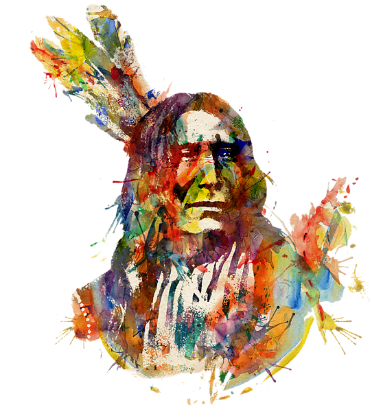 Click And Drag To Re-position The Image, If Desired - Indian Chief Watercolor (600x600), Png Download
