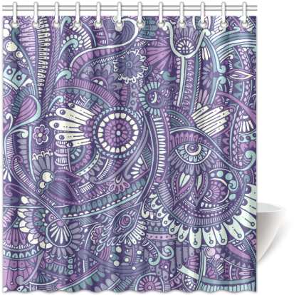Zz0102 Purple Hippie Flower Pattern Shower Curtain - Purple Hippie Flower Pattern Round Ornament (500x500), Png Download