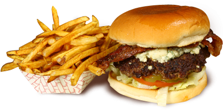 Black & Bleu Burger - Burger And Fries Png (470x264), Png Download