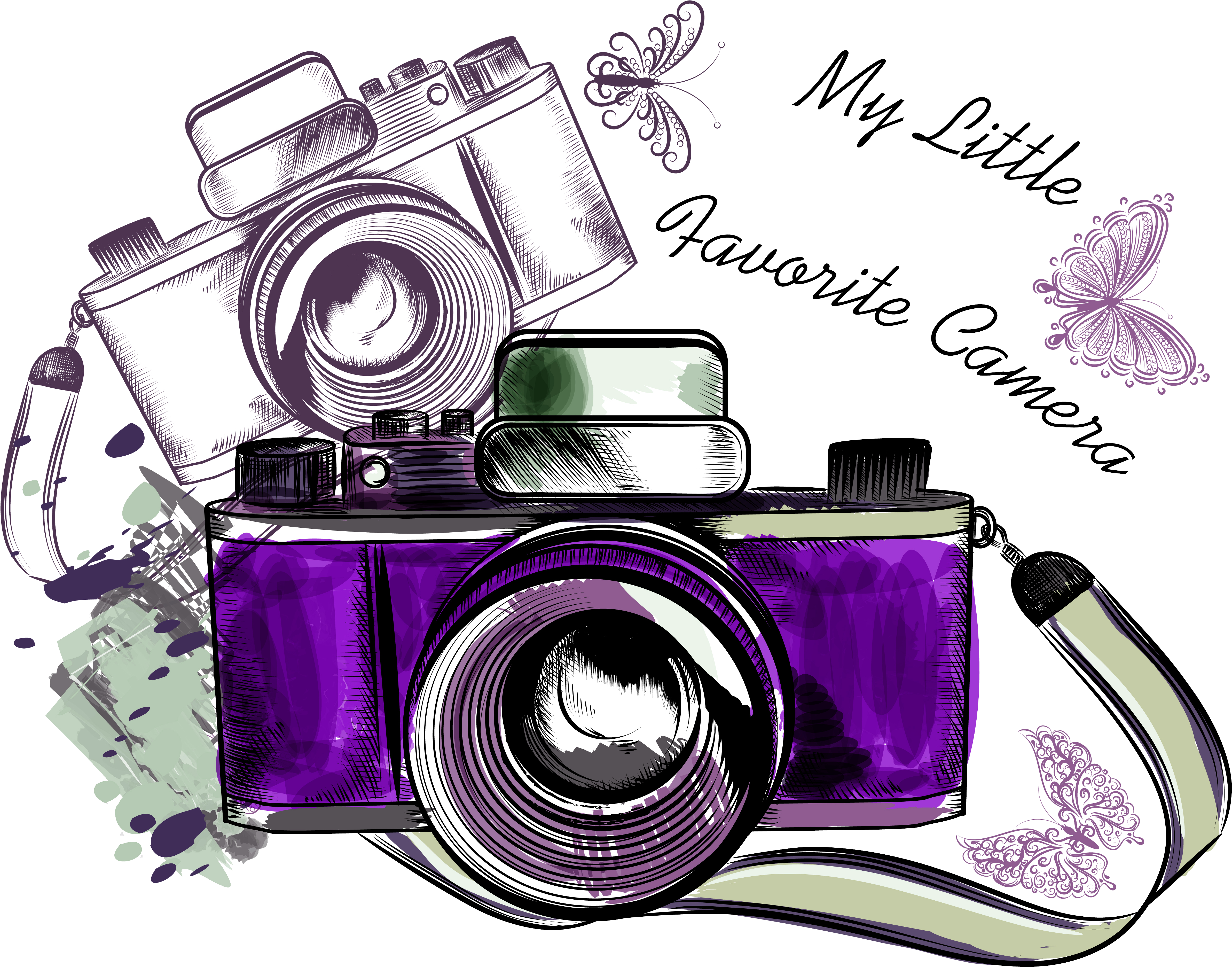 Camera Photography Clip Art - Purple Camera Drawing (5000x5000), Png Download