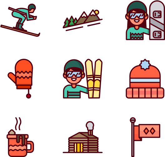 18 Winter Sports Icon Packs - Ski Icon Color (600x564), Png Download